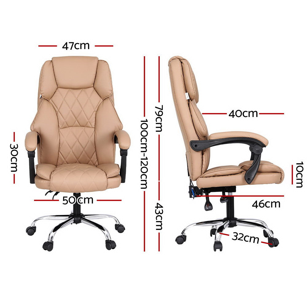 High Back Massage Office Chair PU Leather, 5 Modes, Artiss