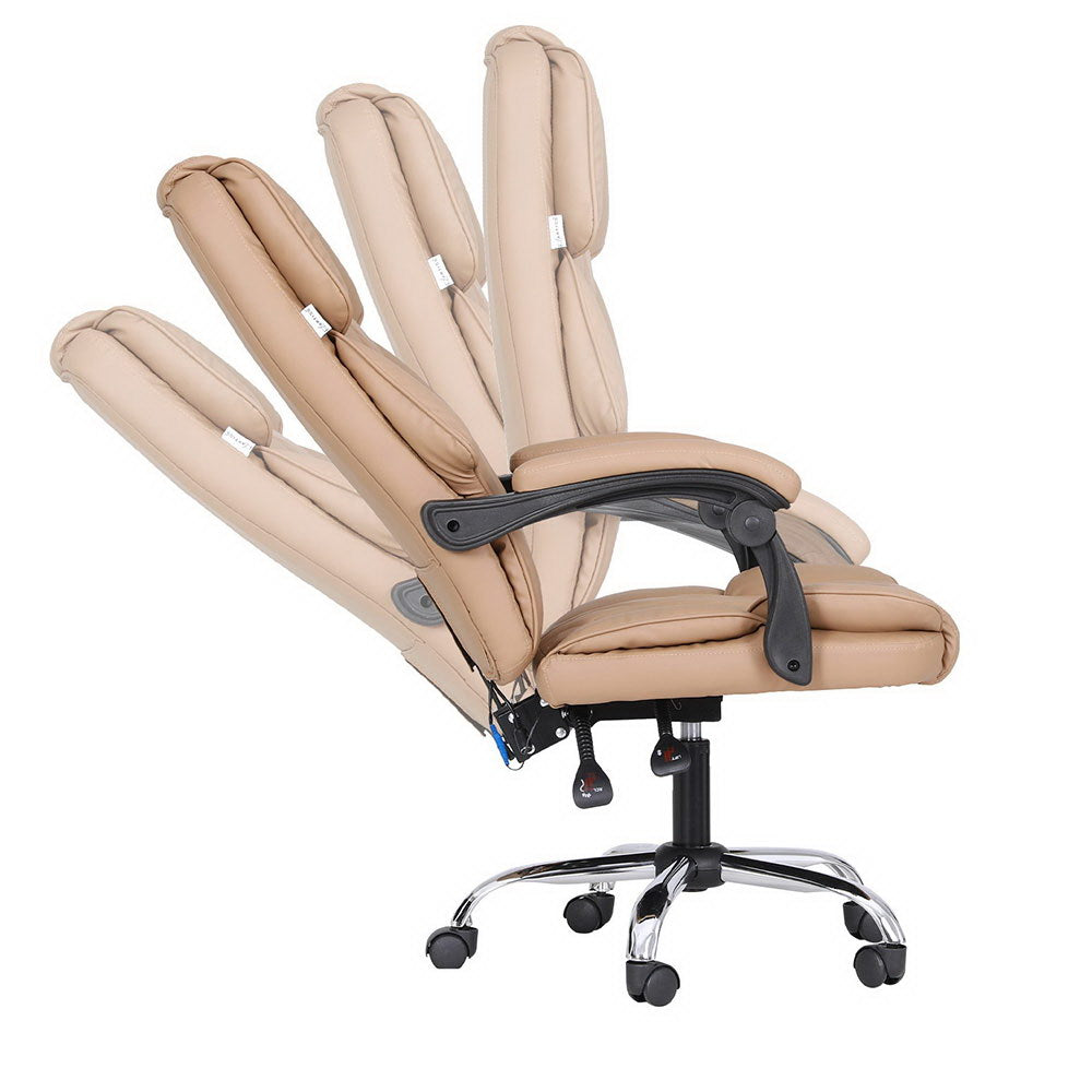 High Back Massage Office Chair PU Leather, 5 Modes, Artiss