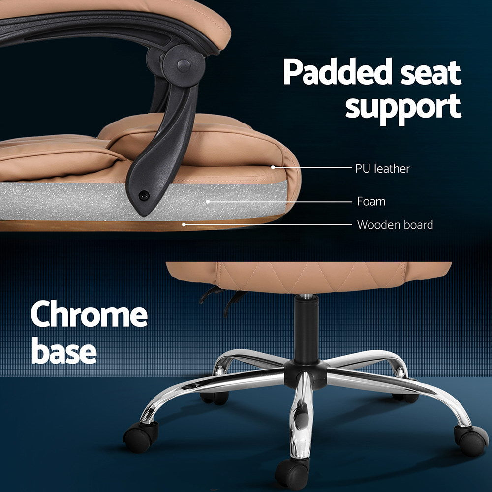 Artiss High Back Massage Office Chair Brown