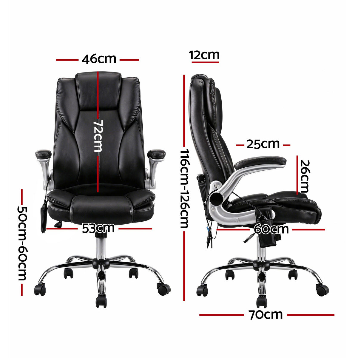 Kuro 8-Point Massage Office Chair PU Leather Black