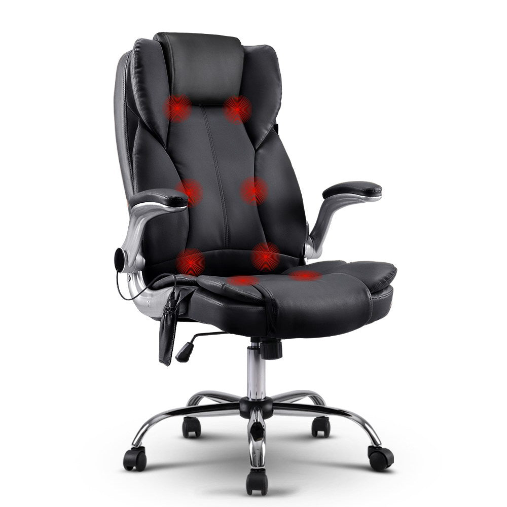 Kuro 8-Point Massage Office Chair PU Leather Black