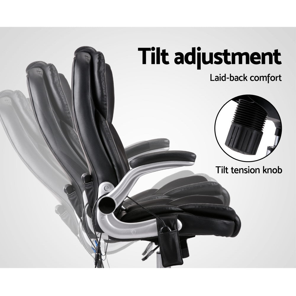 Kuro 8-Point Massage Office Chair PU Leather Black