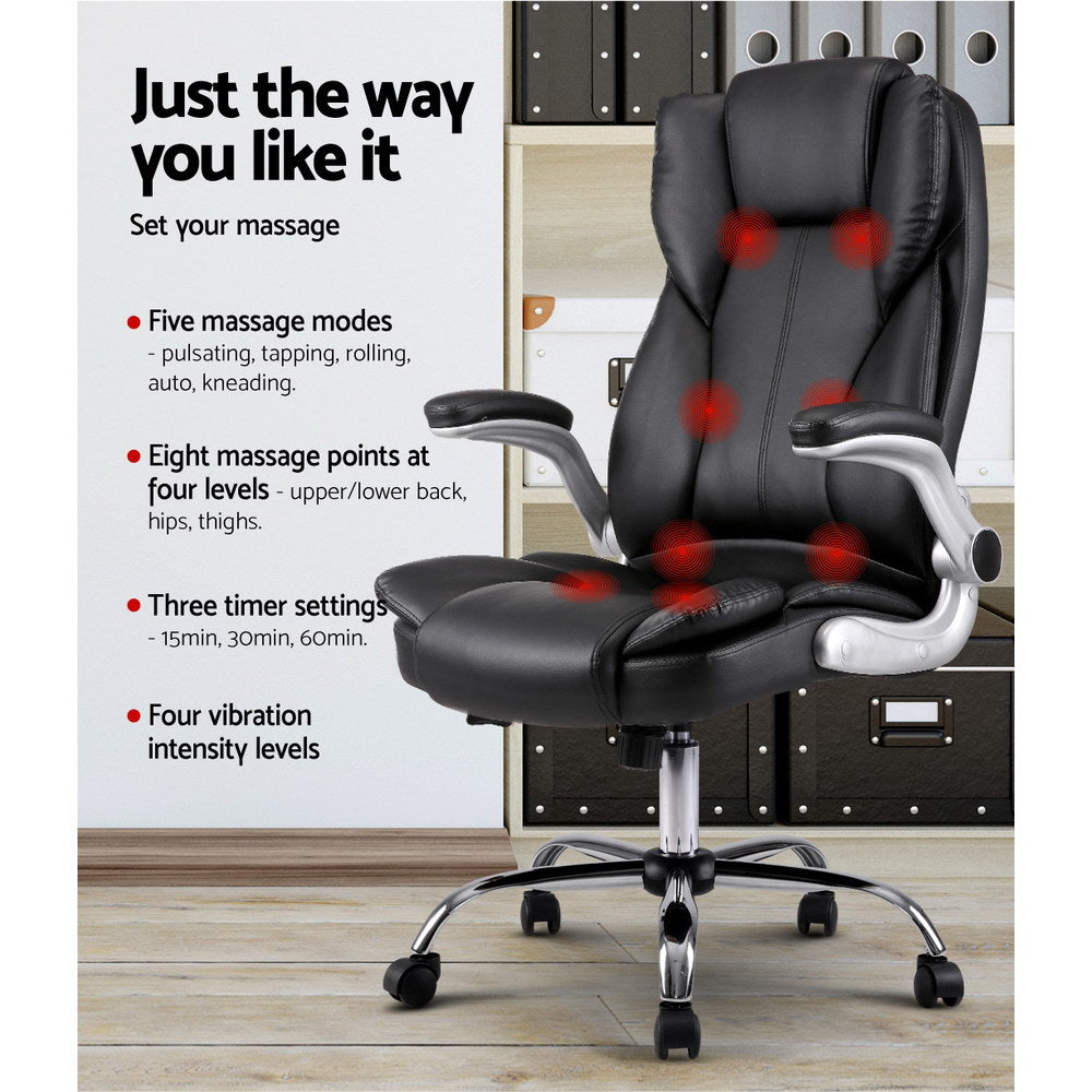 Kuro 8-Point Massage Office Chair PU Leather Black