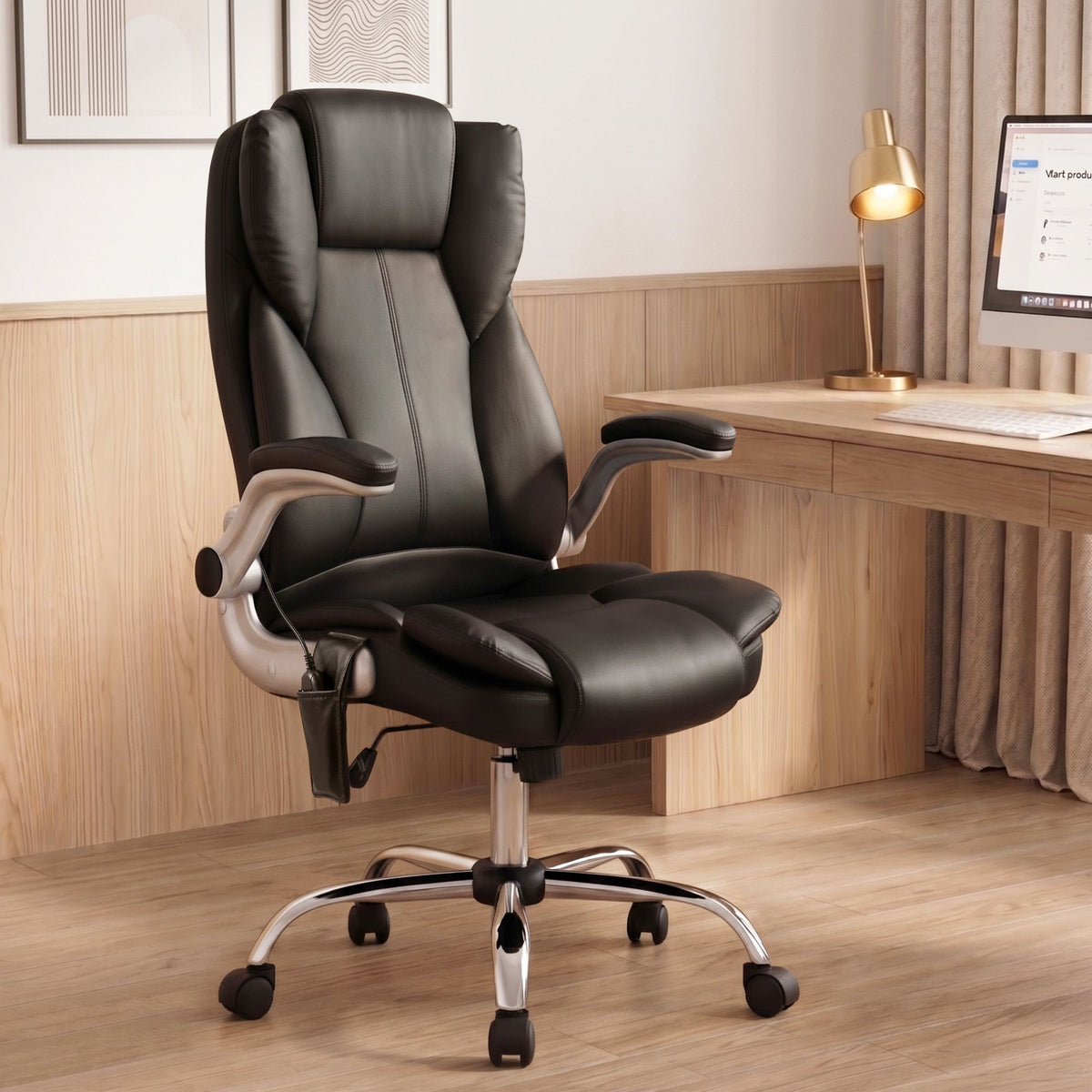 Kuro 8-Point Massage Office Chair PU Leather Black