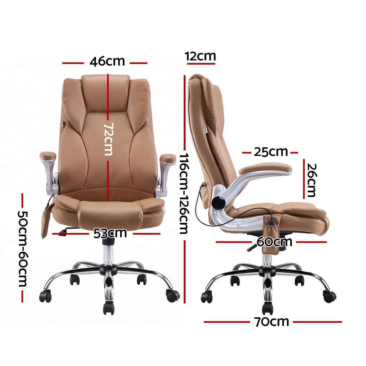 Kuro 8-Point Massage Office Chair PU Leather Brown