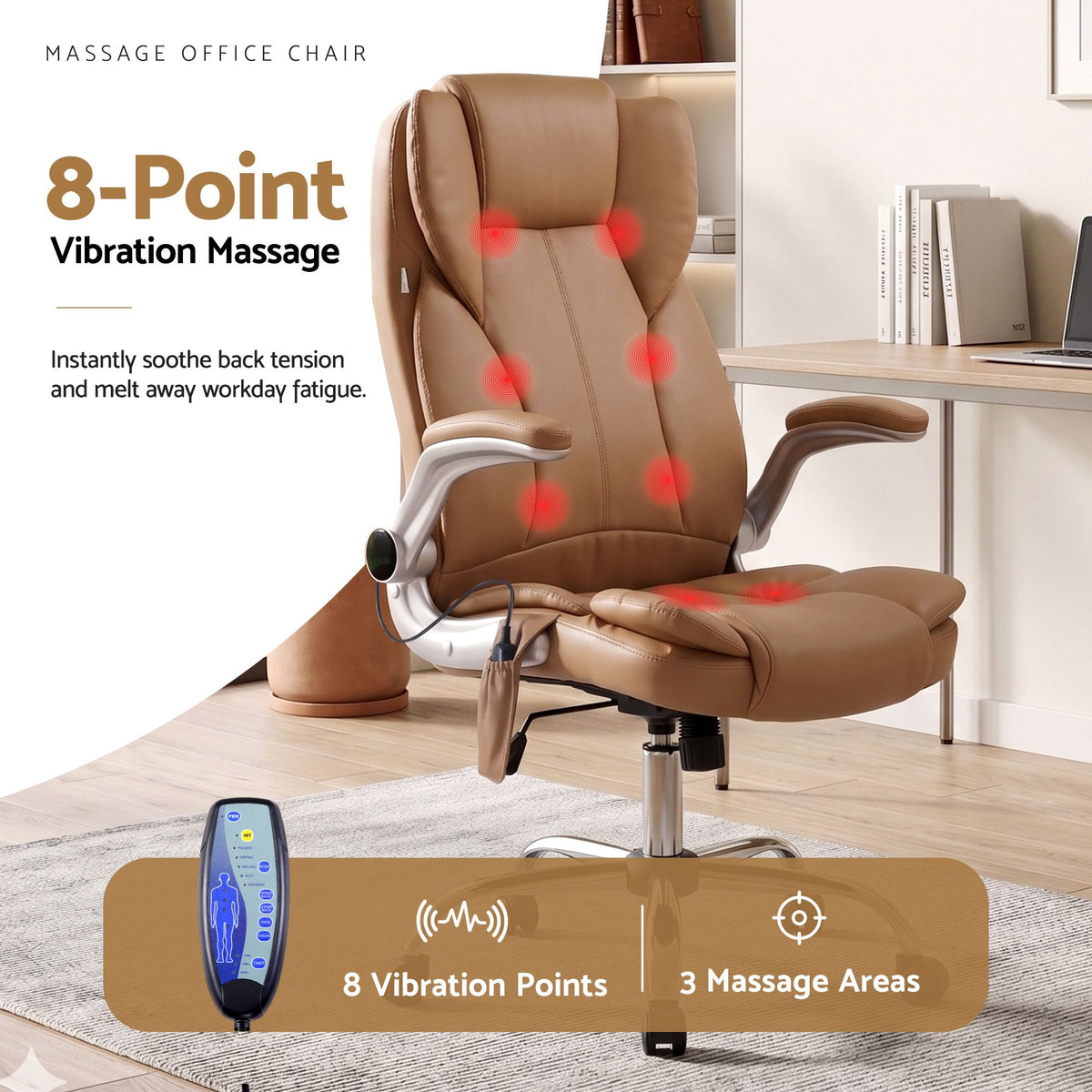 Kuro 8-Point Massage Office Chair PU Leather Brown