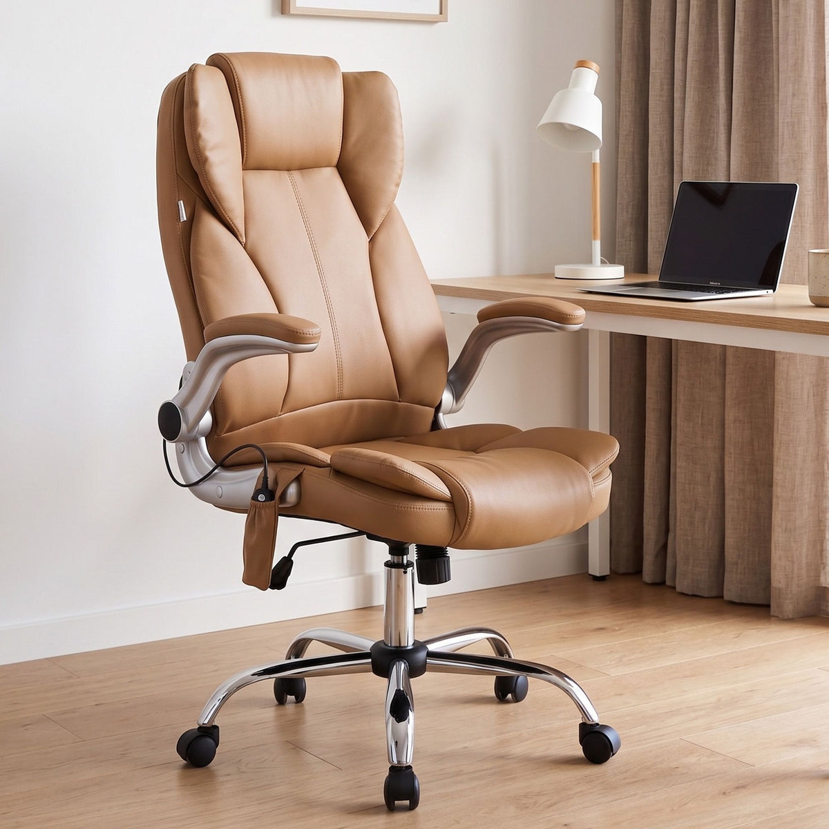 Kuro 8-Point Massage Office Chair PU Leather Brown