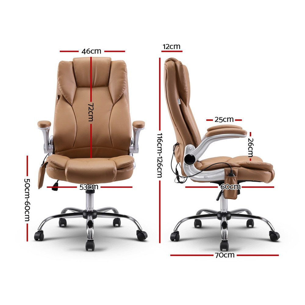 Kuro 8-Point Massage Office Chair PU Leather Brown