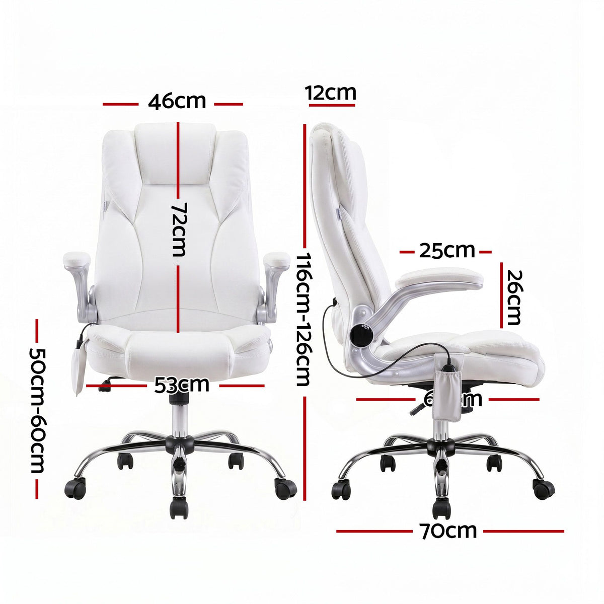 Kuro 8-Point Massage Office Chair PU Leather White
