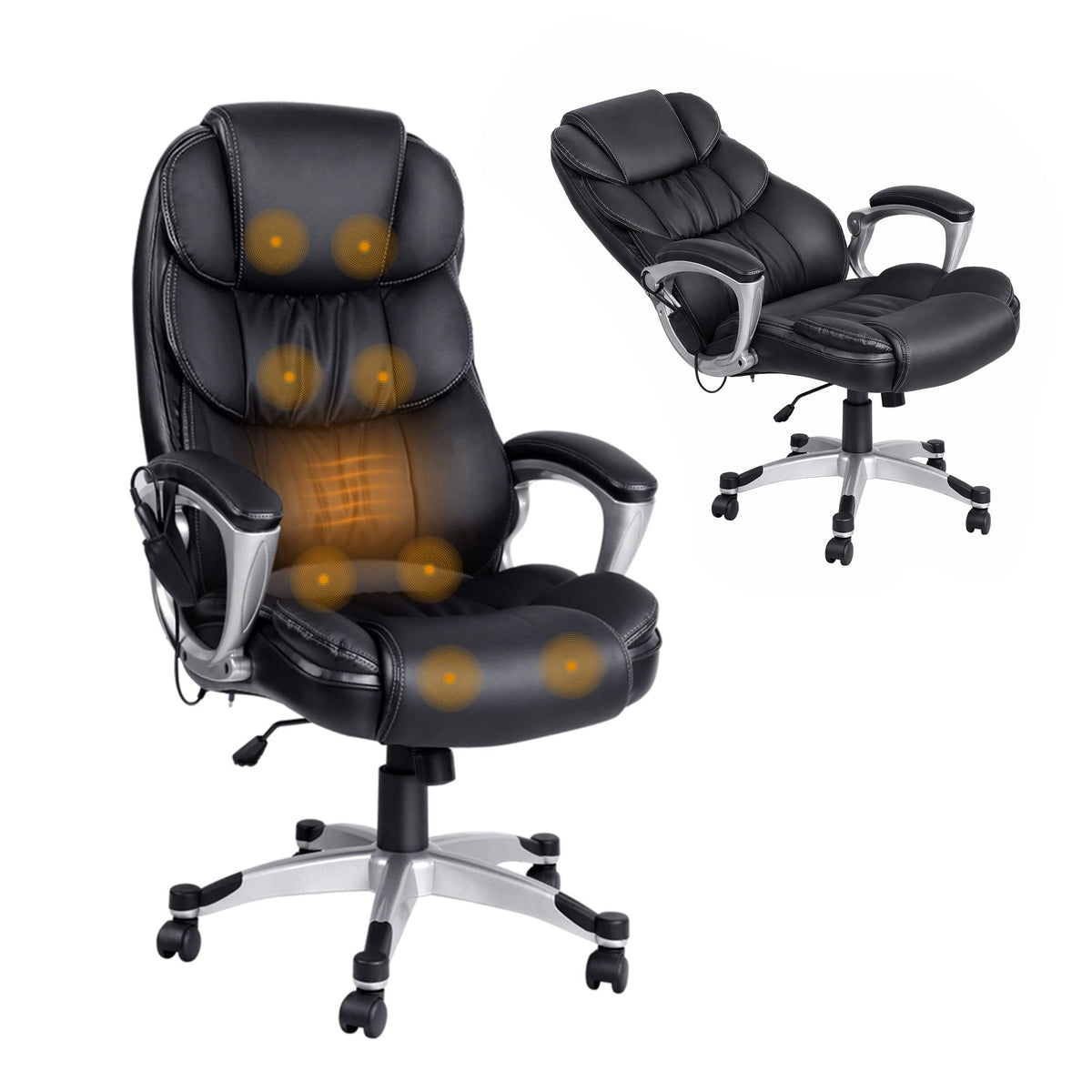 Artiss 8-Point Massage Office Chair Heated PU Black