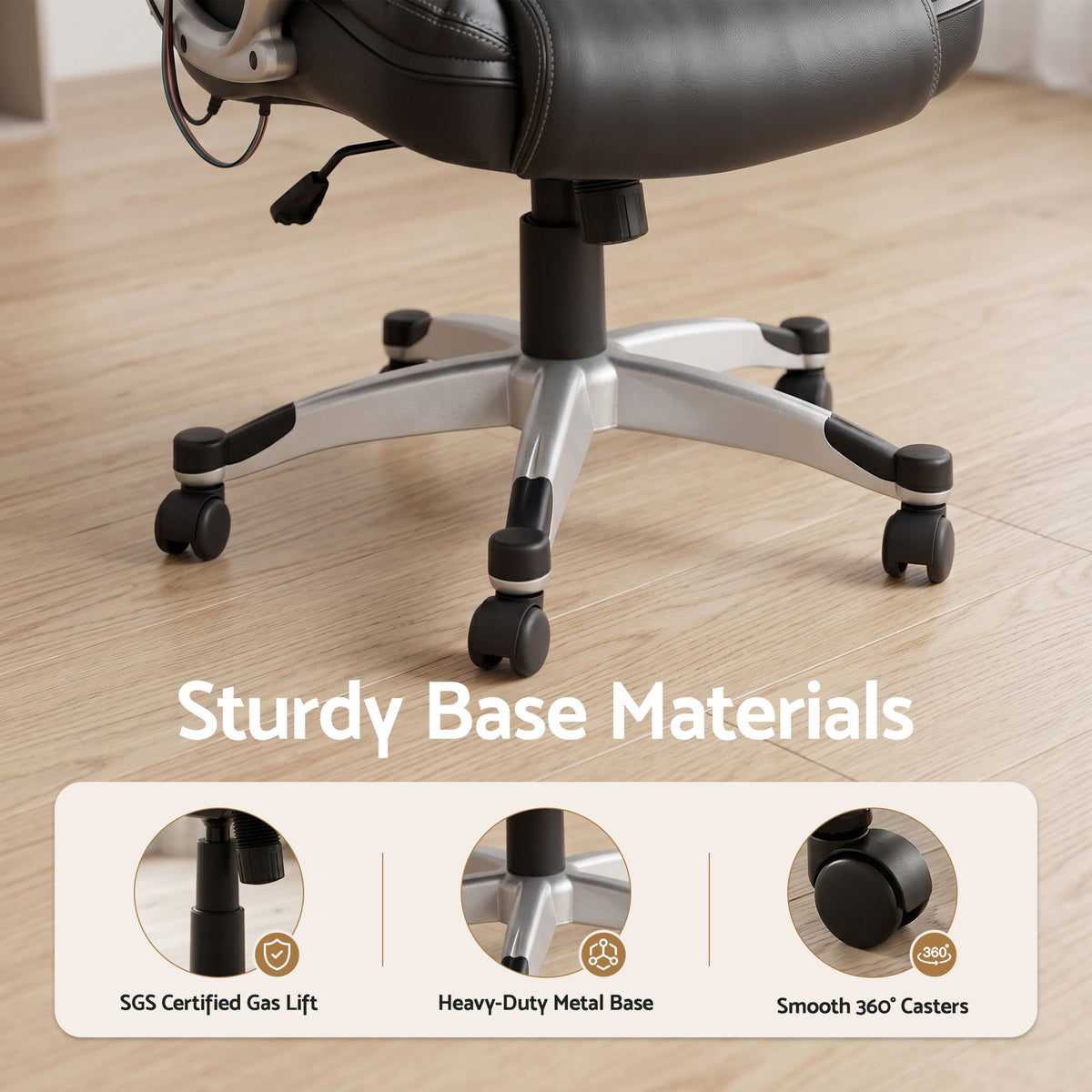 Artiss 8-Point Massage Office Chair Heated PU Black