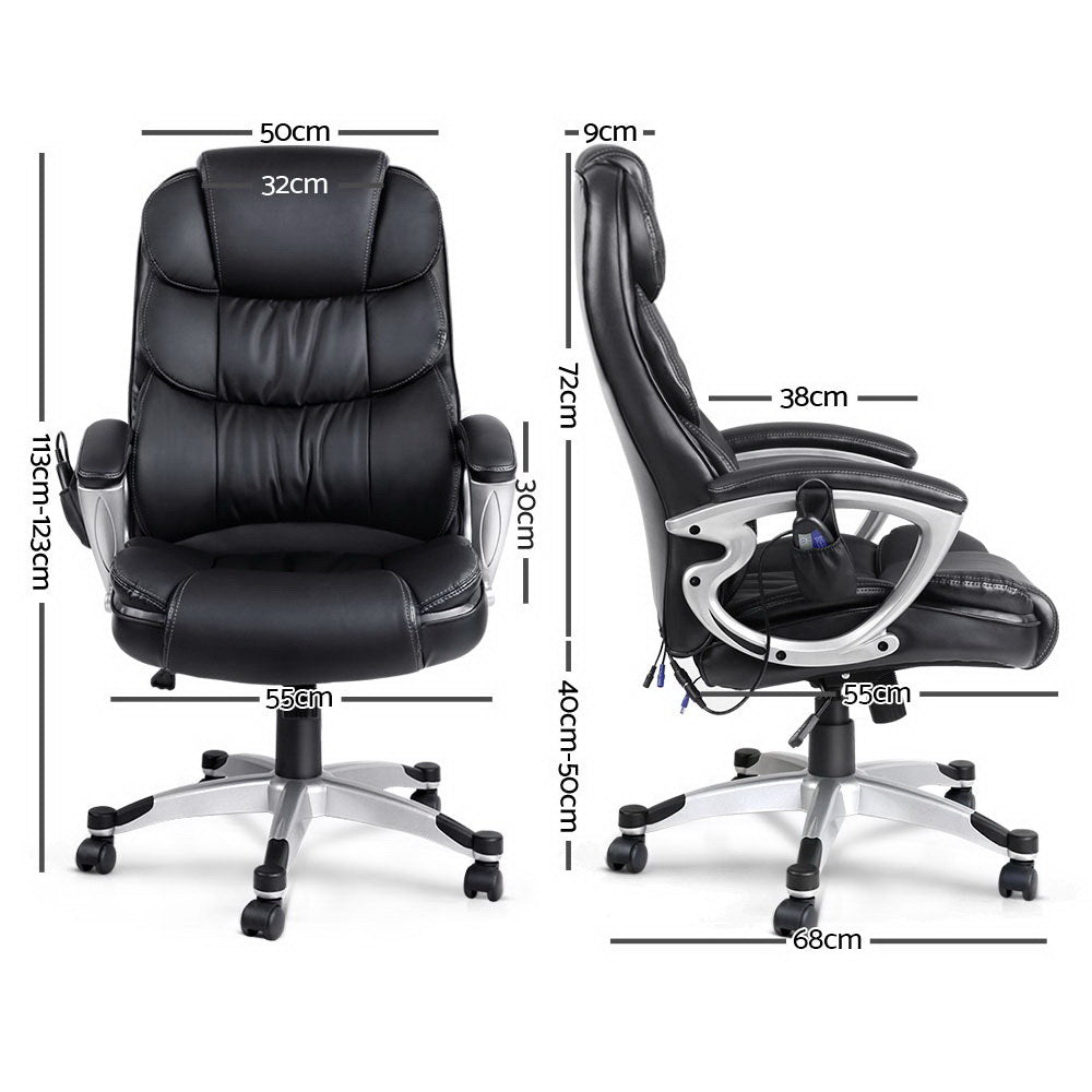 Artiss 8-Point Massage Office Chair Heated PU Black