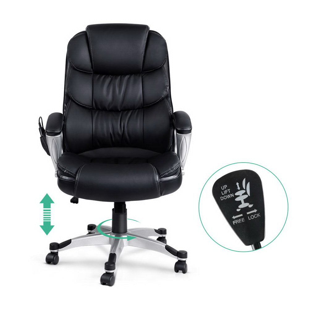 Artiss 8-Point Massage Office Chair Heated PU Black