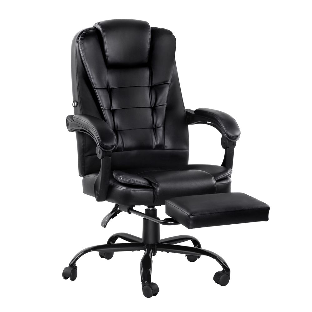 Artiss 2 Point Massage Office Chair PU Leather Black