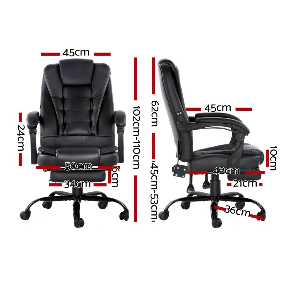 Artiss 2 Point Massage Office Chair PU Leather Black