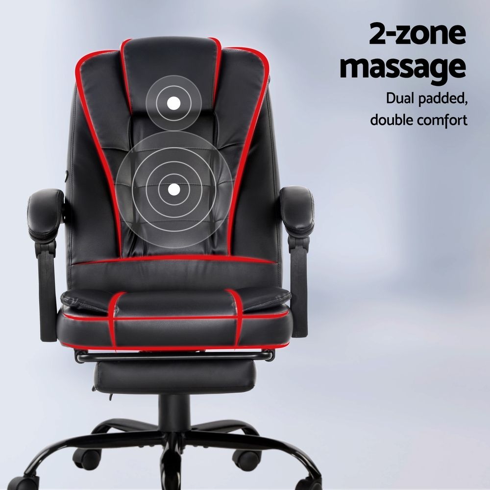 Artiss 2 Point Massage Office Chair PU Leather Black