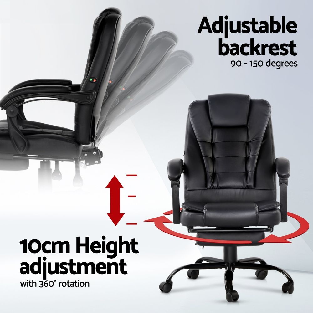 Artiss 2 Point Massage Office Chair PU Leather Black
