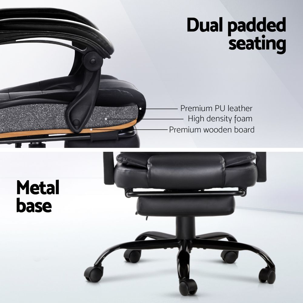 Artiss 2 Point Massage Office Chair PU Leather Black