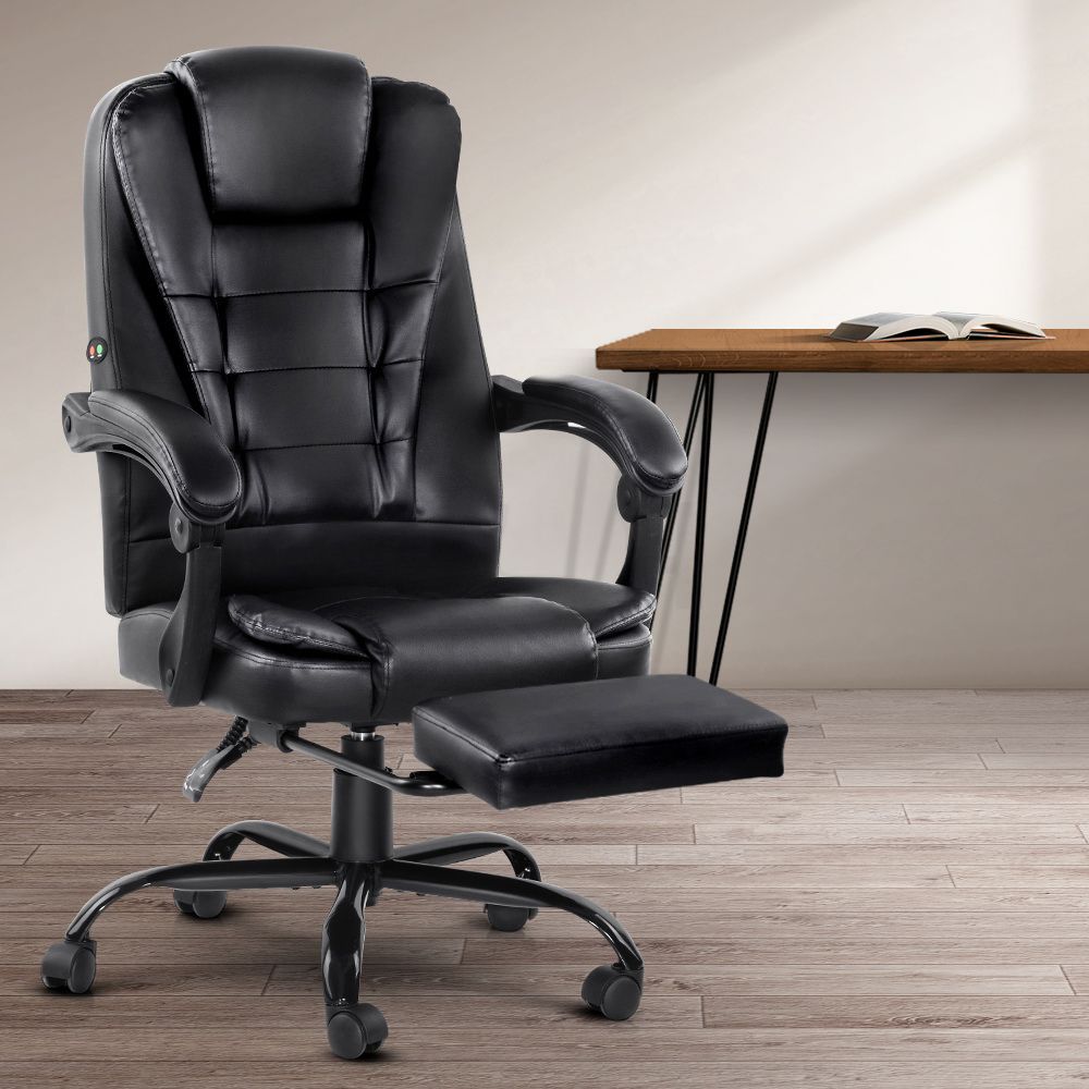 Artiss 2 Point Massage Office Chair PU Leather Black