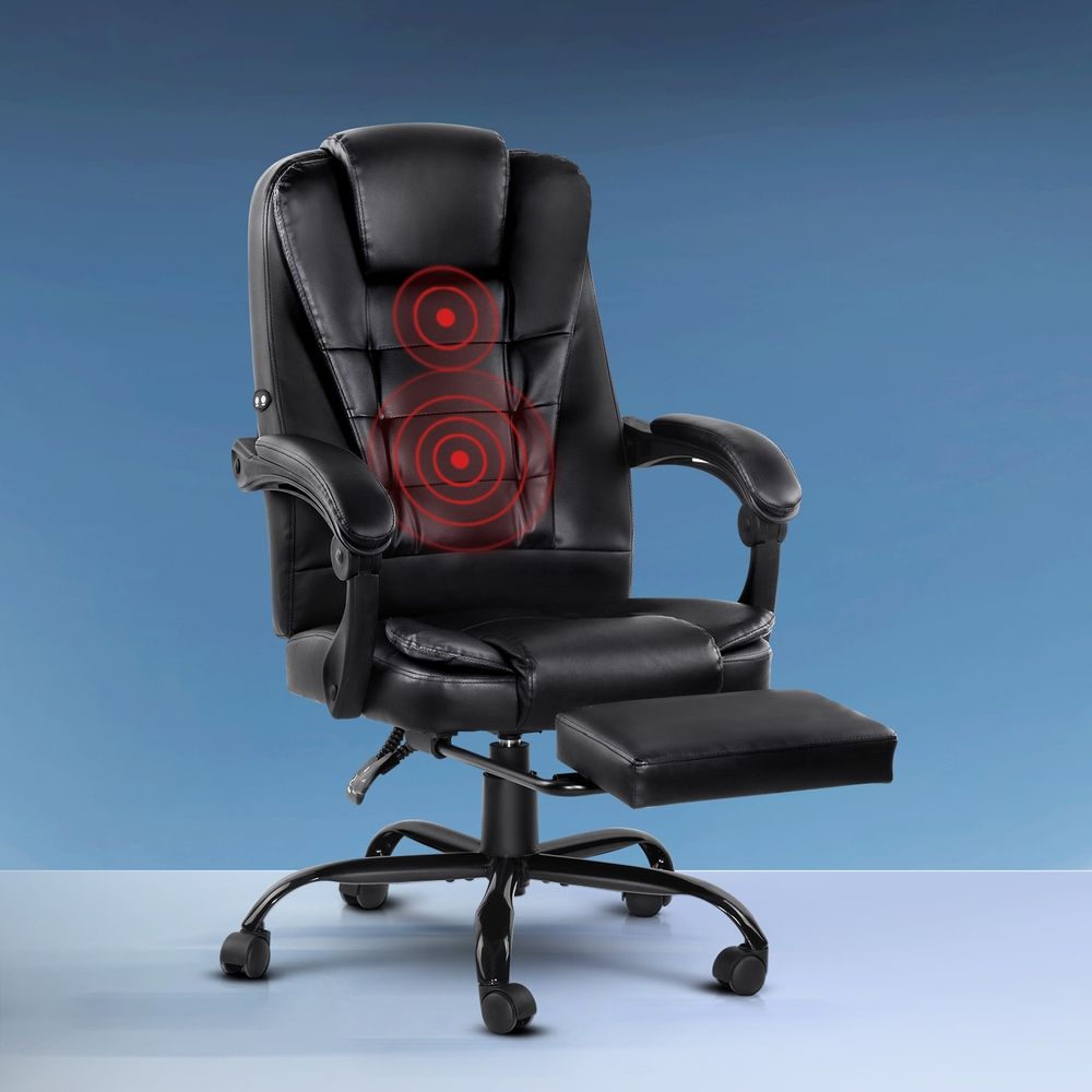 Artiss 2 Point Massage Office Chair PU Leather Black