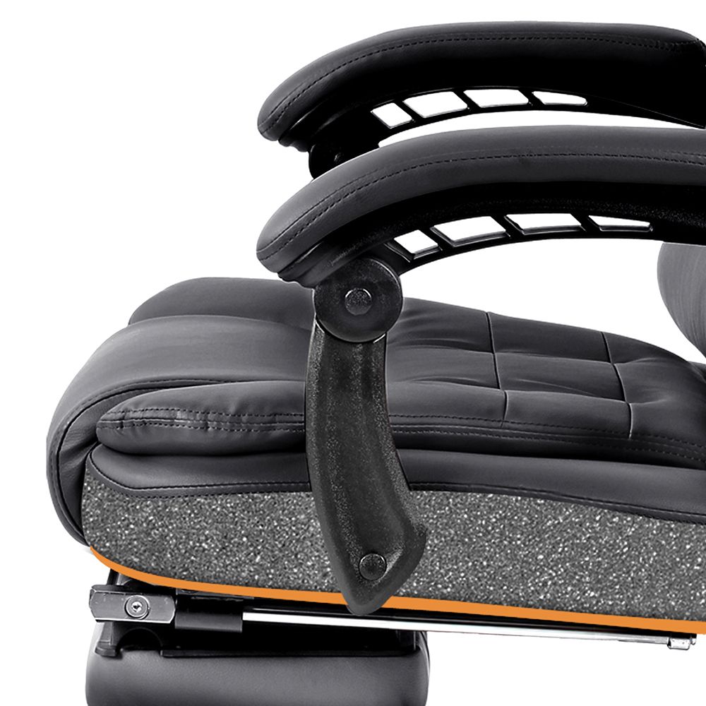 8-Point Massage Office Chair PU Leather Footrest Black