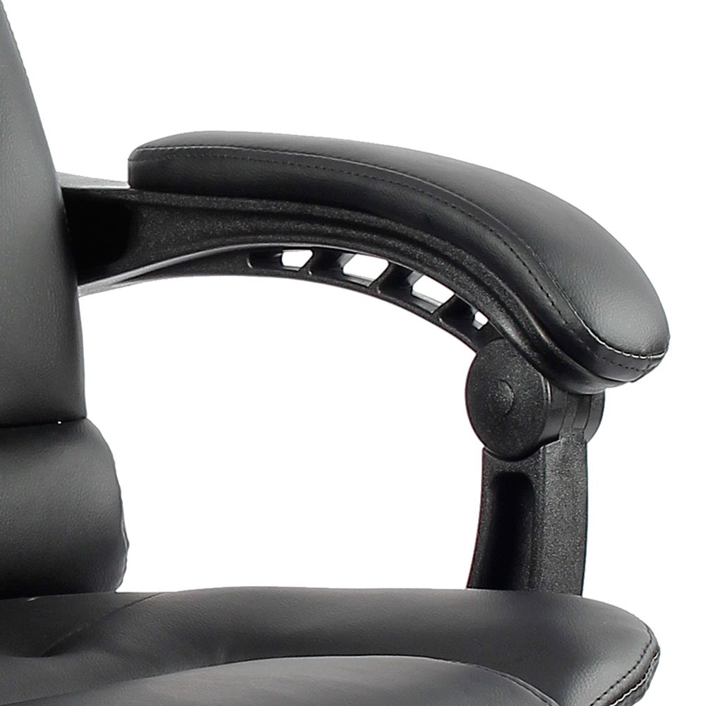 8-Point Massage Office Chair PU Leather Footrest Black