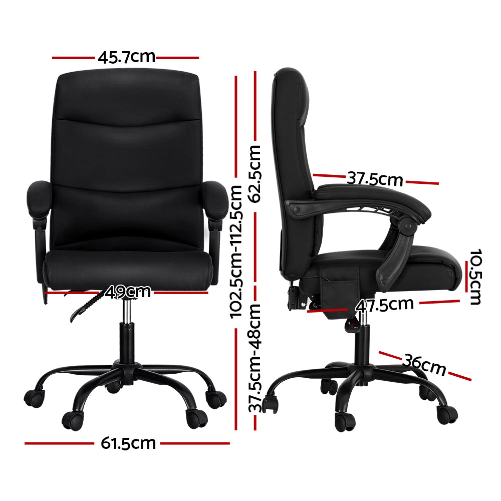 Artiss Massage Office Chair PU Leather Black