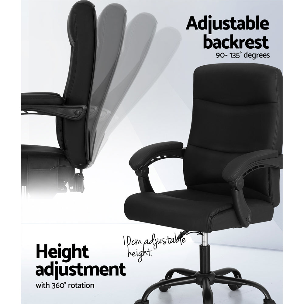 Artiss Massage Office Chair PU Leather Black