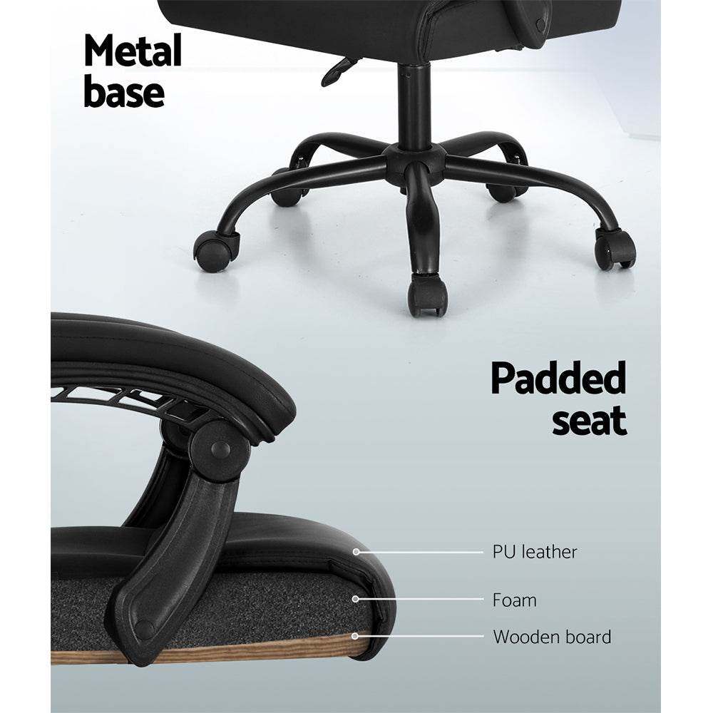 Artiss Massage Office Chair PU Leather Black