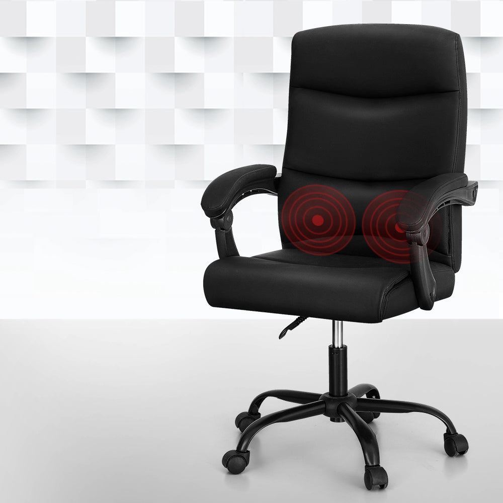 Artiss Massage Office Chair PU Leather Black