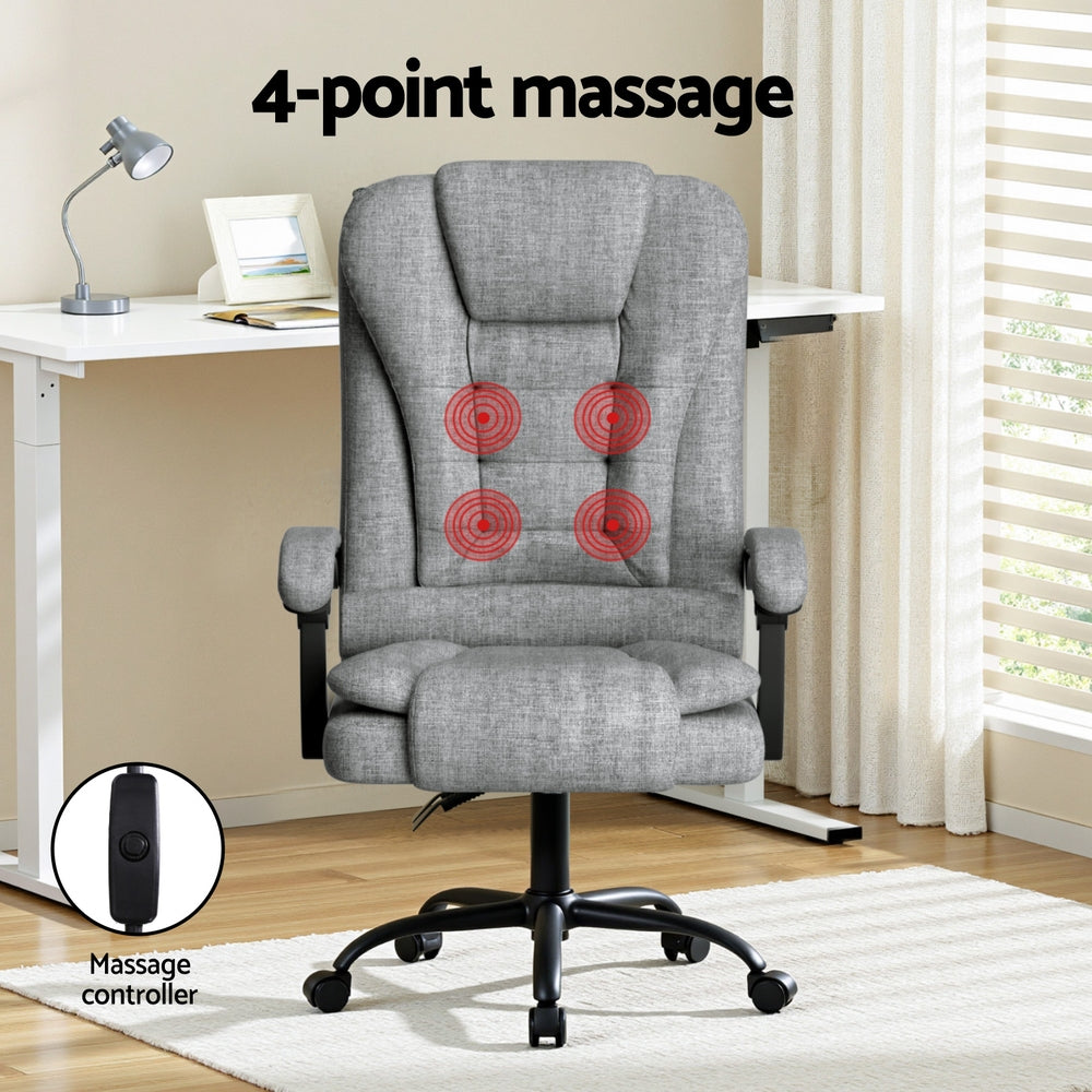 Artiss Executive Office Chair 4-Point Massage Ergonomic Recline Grey