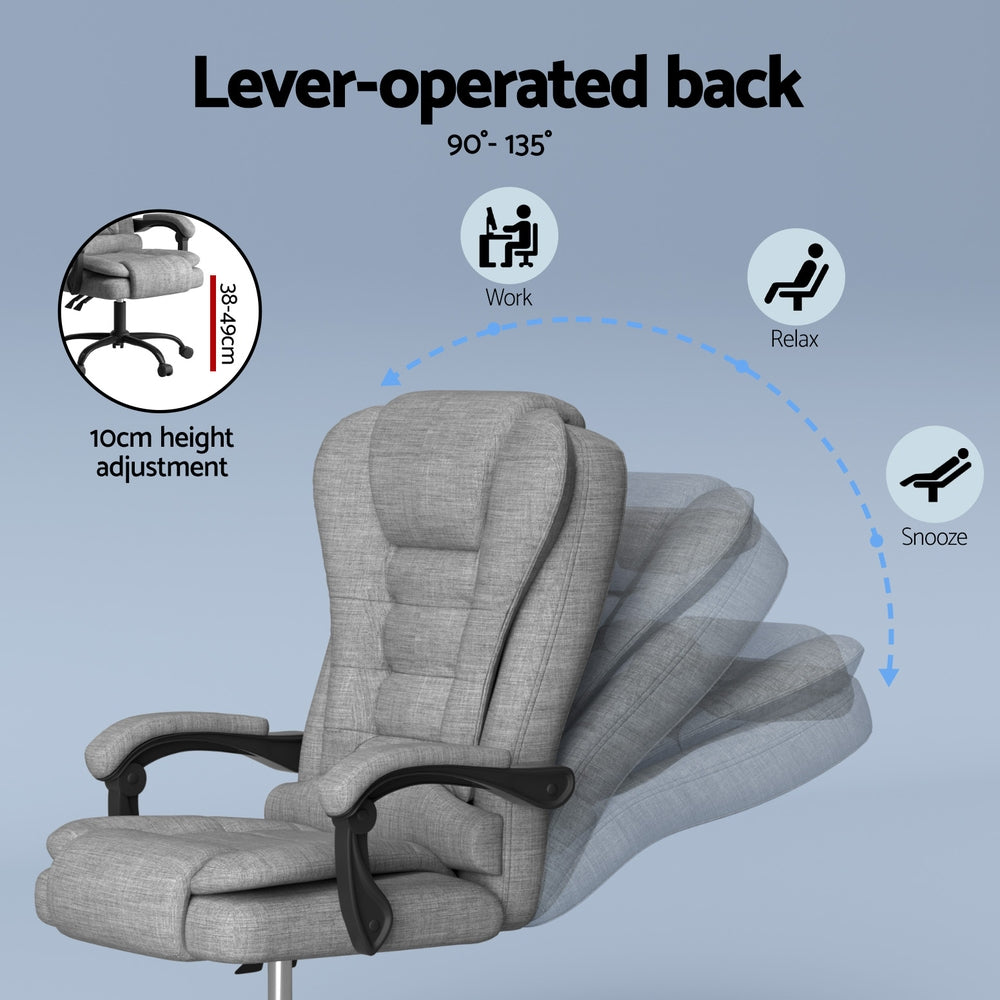 Artiss Executive Office Chair 4-Point Massage Ergonomic Recline Grey