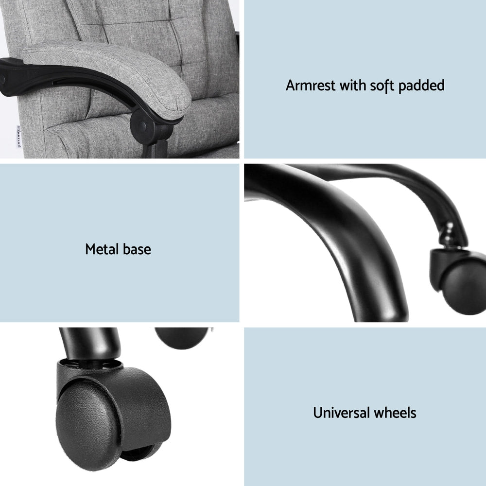 Artiss Executive Office Chair 4-Point Massage Ergonomic Recline Grey