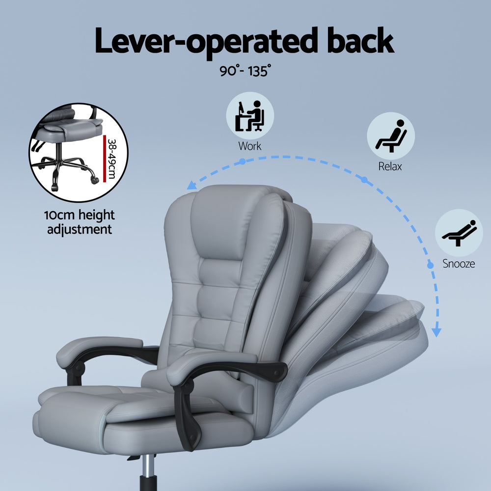 Artiss Executive Office Chair 4-Point Massage Ergonomic Recline PU Grey