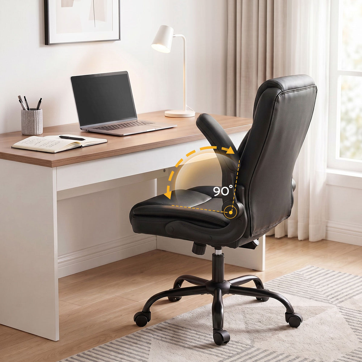 Artiss Massage Office Chair Leather Mid Back Black