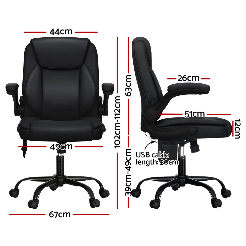 Artiss Mid Back Massage Office Chair Leather Black