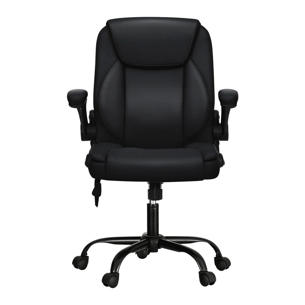 Artiss Mid Back Massage Office Chair Leather Black