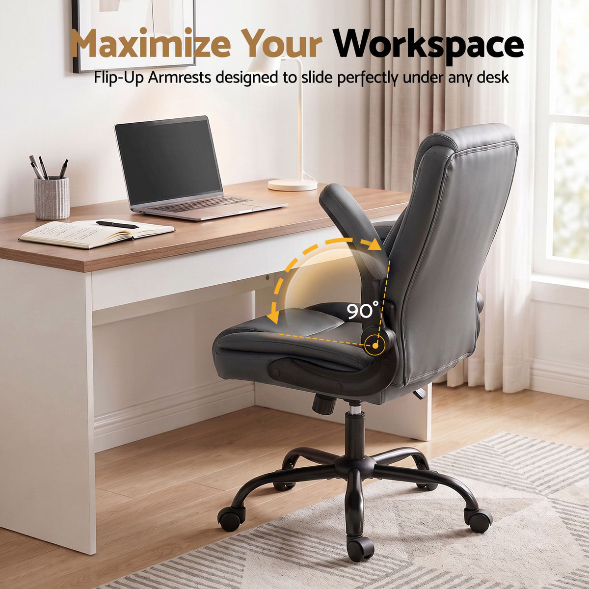 Artiss 2 Point Massage Office Chair PU Leather Mid Back Grey