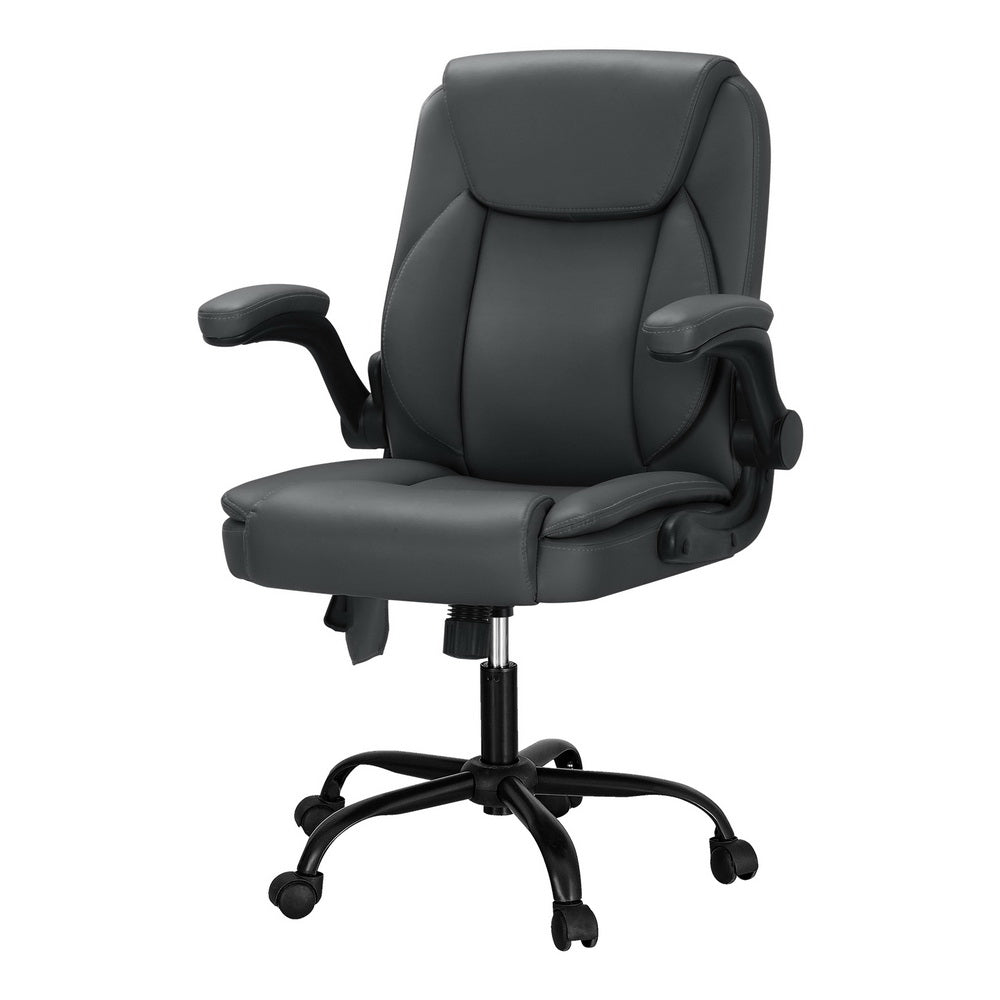 Artiss Mid Back Massage Office Chair Leather Grey