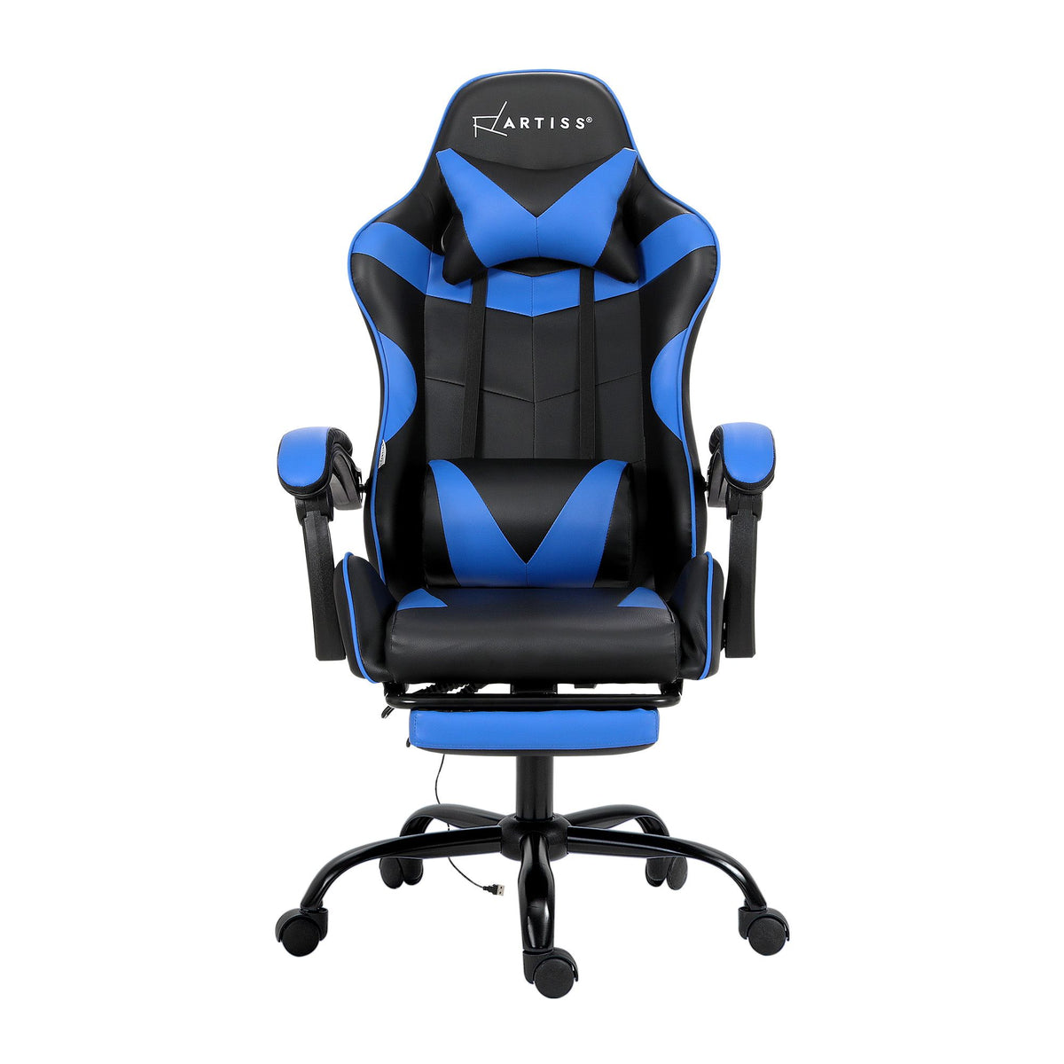 Artiss Massage Gaming Office Chair with Footrest Blue