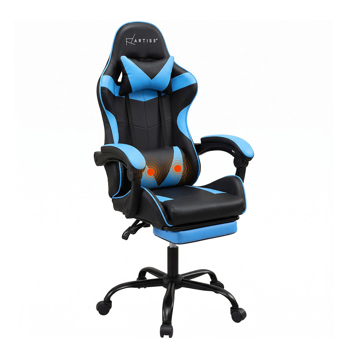 Artiss Massage Gaming Office Chair Footrest Cyan Blue