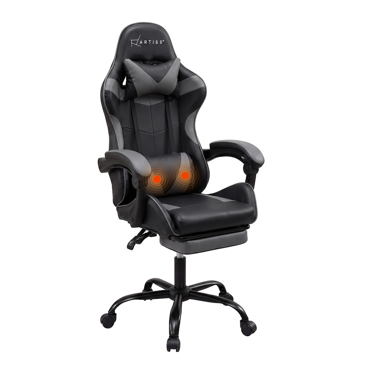 Artiss Grey Massage Gaming Office Chair Footrest