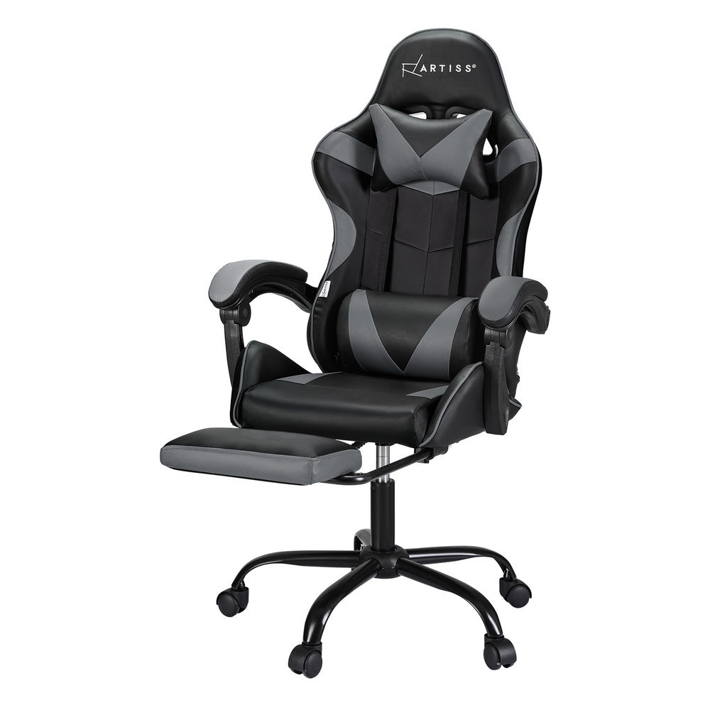 Artiss Grey Massage Gaming Office Chair Footrest