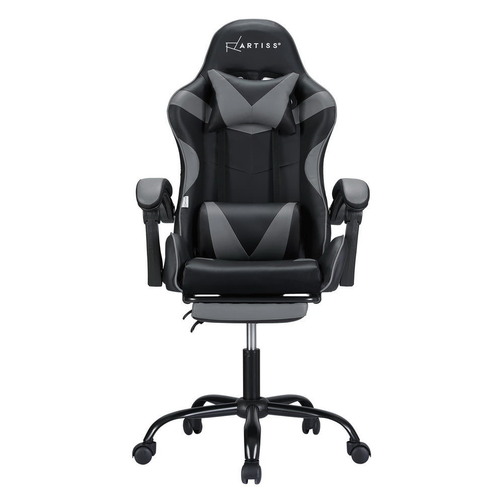 Artiss Grey Massage Gaming Office Chair Footrest