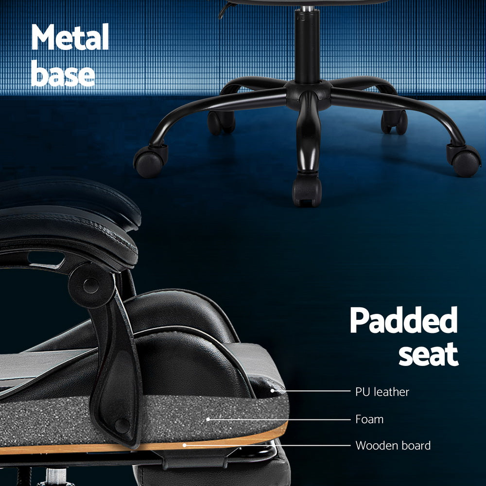 Artiss Grey Massage Gaming Office Chair Footrest