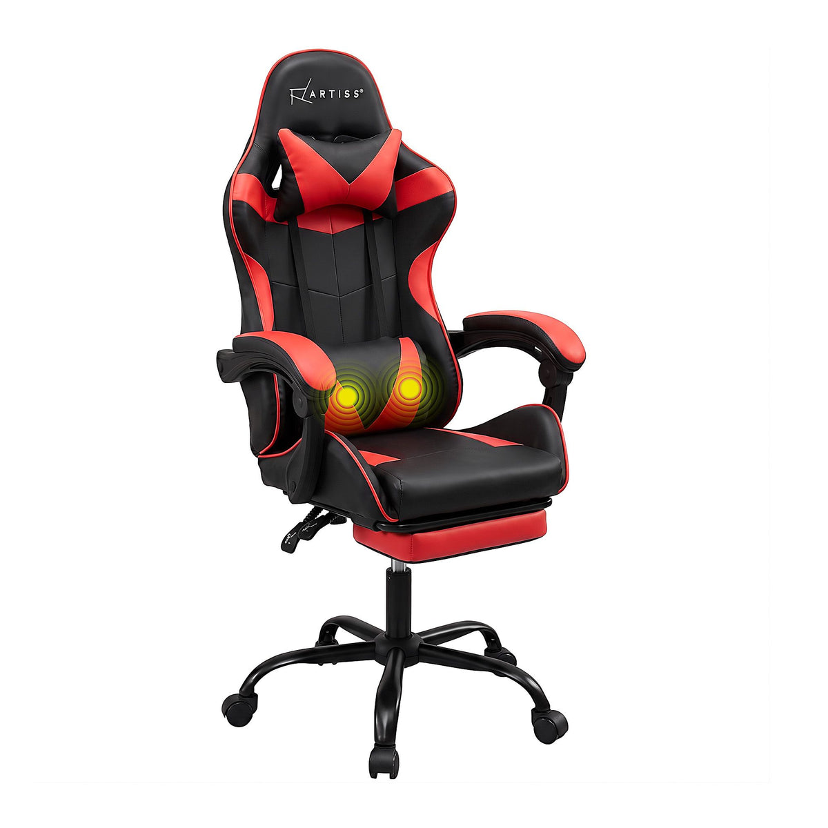 Artiss Red Massage Gaming Office Chair Footrest
