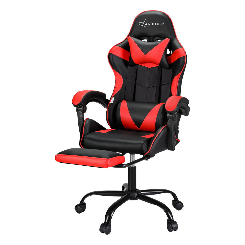 Artiss Red Massage Gaming Office Chair Footrest