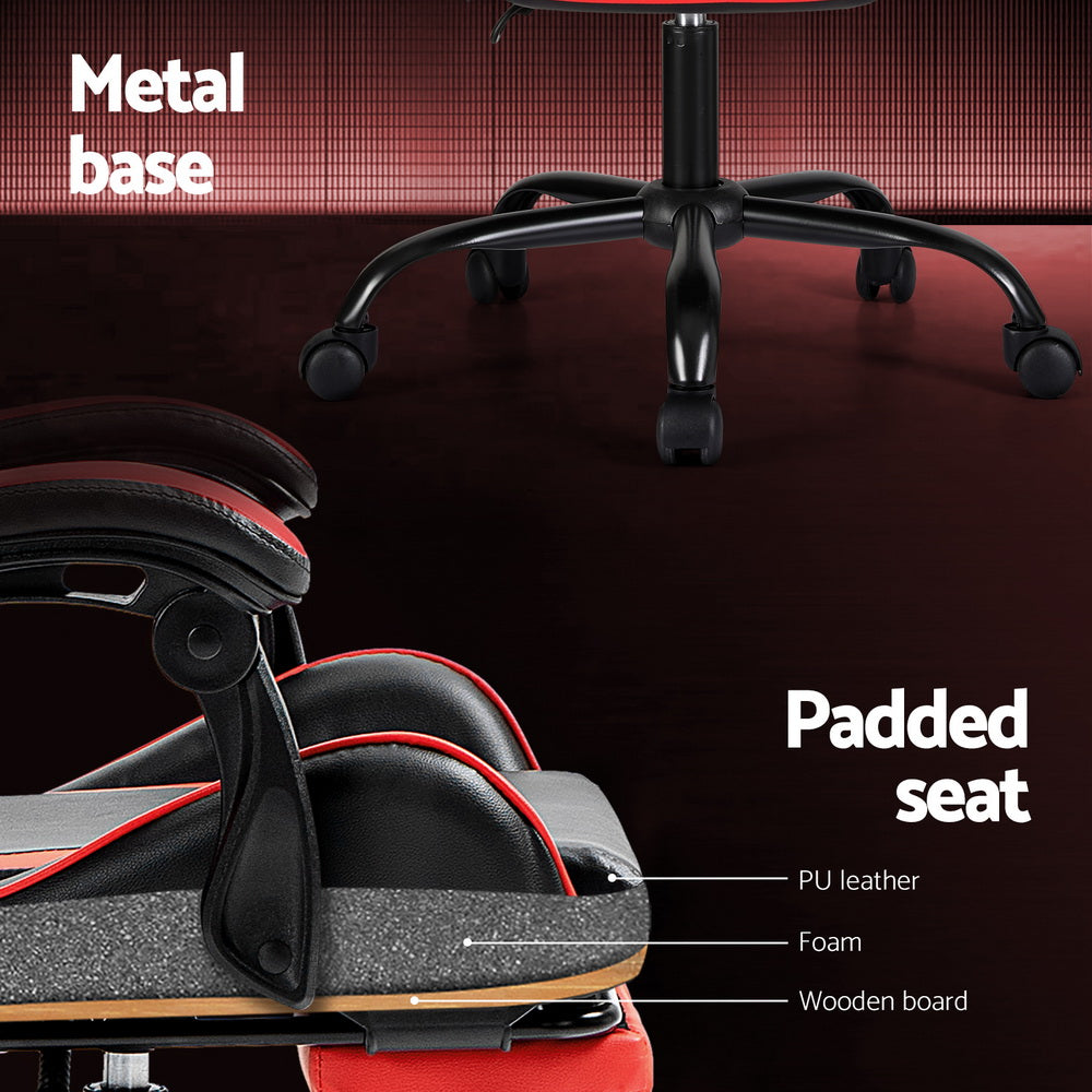 Artiss Red Massage Gaming Office Chair Footrest