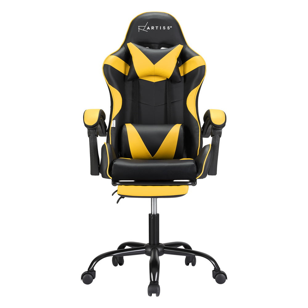 Artiss Gaming Office Chair 2-Point Massage Footrest Yellow