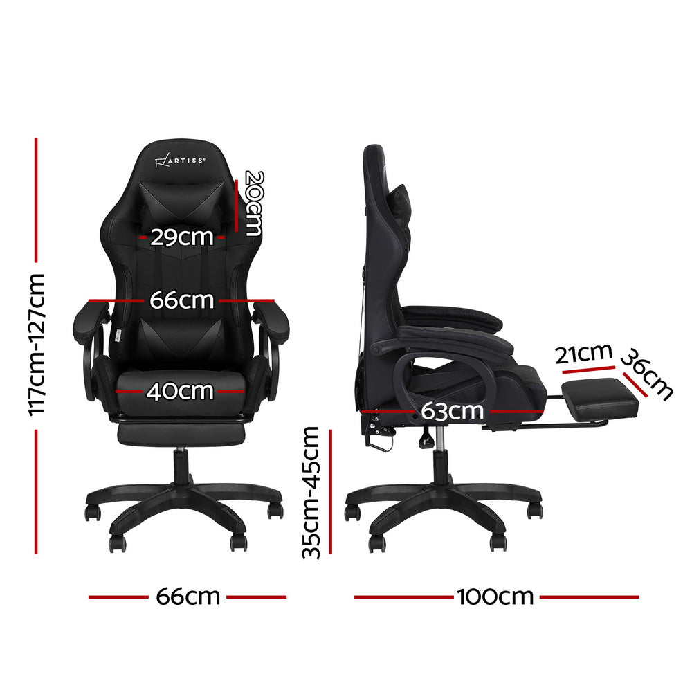 Artiss Gaming Office Chair with Massage and RGB LED Black